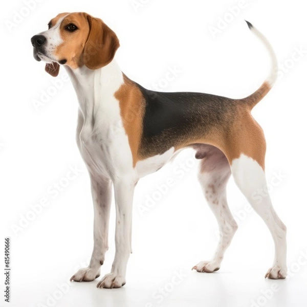 Obraz American Foxhound dog isolated on white background. Generative AI