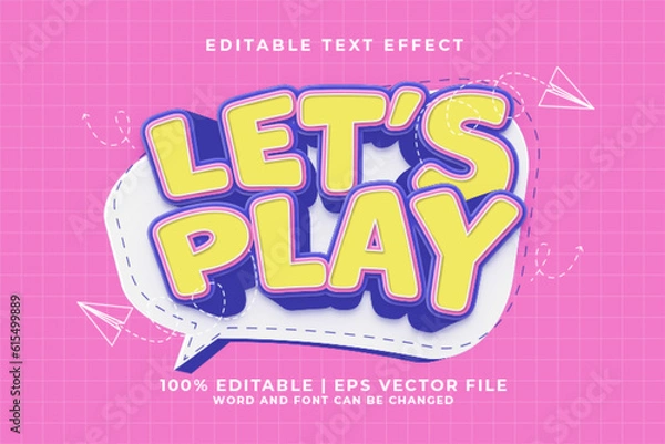 Fototapeta Lets Play 3d Editable Text Effect Cartoon Style Premium Vector