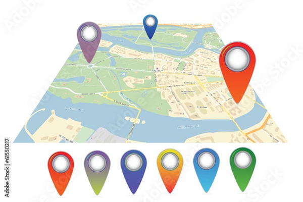 Fototapeta Vector map icon with Pin Pointer