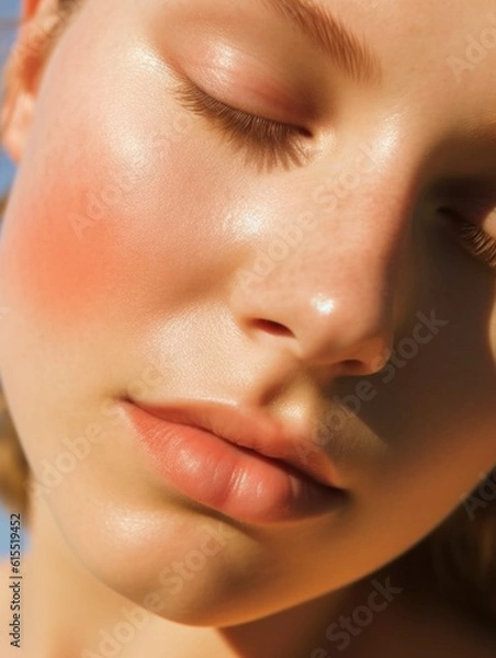 Obraz Carefree, close up skincare and beauty shot, young gen z style, ai generative