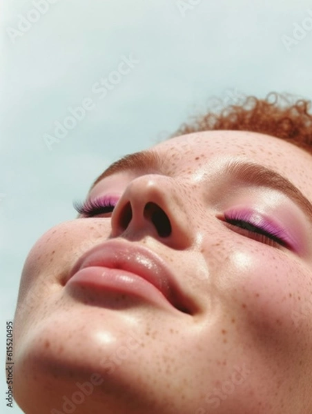 Obraz Carefree, close up skincare and beauty shot, young gen z style, ai generative