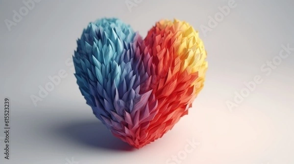 Fototapeta Colorful heart with rainbow colors on a simple minimalist background. Generative Ai.