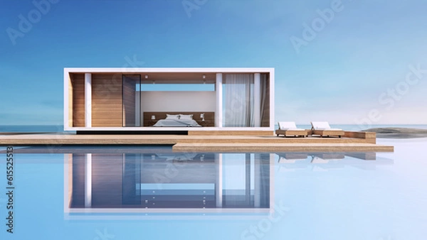 Obraz Nowoczesny basen Villa Sea View - rendering 3D