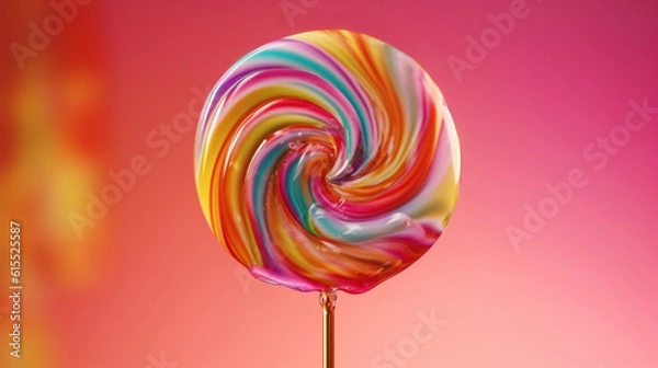 Fototapeta Colorful lollipop candy with a colorful background. Generative Ai.
