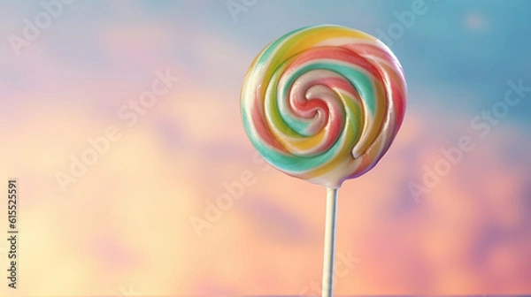 Fototapeta Colorful lollipop candy with a colorful background. Generative Ai.