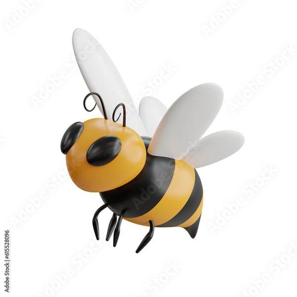 Obraz 3d Bee. icon isolated on white background. 3d rendering illustration