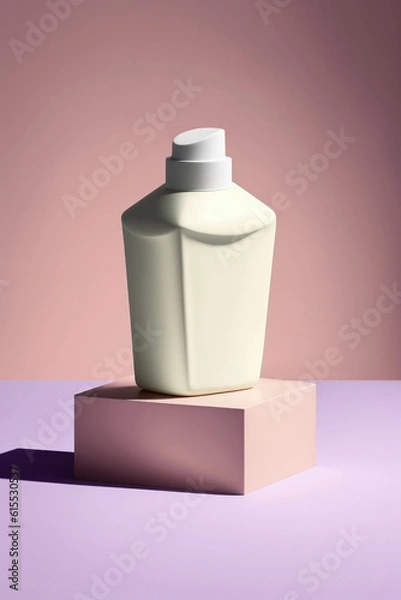 Fototapeta Cosmetics packaging mockup with a podium on a minimalist background. Beauty products. Generative Ai