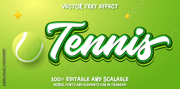 Obraz Tennis editable text effect in modern trend style