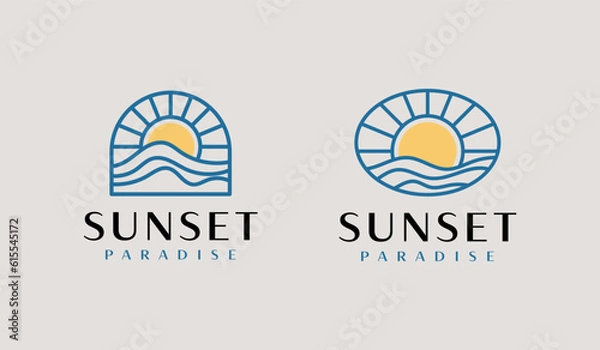 Obraz Sunset wave Logo Template. Universal creative premium symbol. Vector illustration