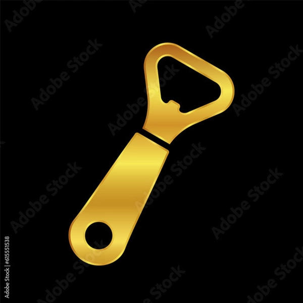 Obraz gold colored bottle opener icon vector logo template