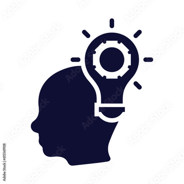Fototapeta man, head, light, bulb, gear, light bulb, Creative Solution icon