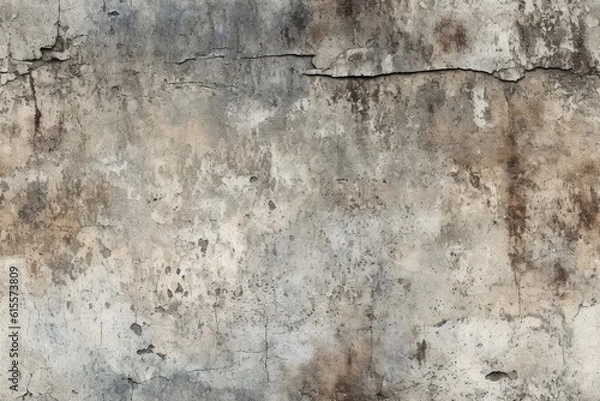 Fototapeta Gray worn concrete wall with some cracks and rough structure - seamless tileable pattern. Generative AI