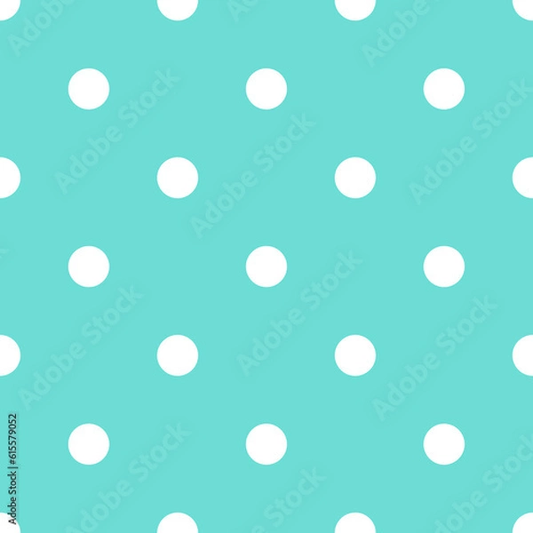 Fototapeta Blue and White Large Polka Dots Pattern Repeat Background