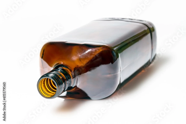 Obraz Empty brown bottle on a white background