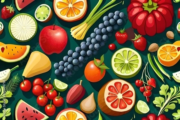 Obraz ai generated fruit and vegetables illustration 