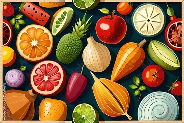 Obraz ai generated fruit and vegetables illustration 