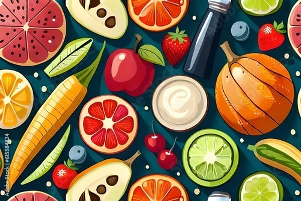 Obraz ai generated fruit and vegetables illustration 