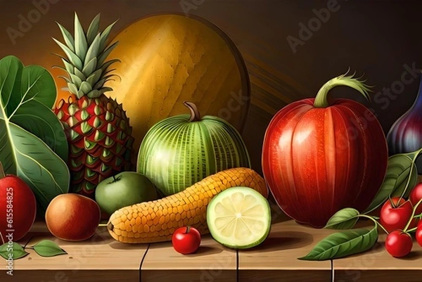 Obraz ai generated fruit and vegetables vector illustration