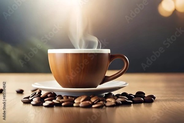 Obraz ai generated steaming cup of coffee image