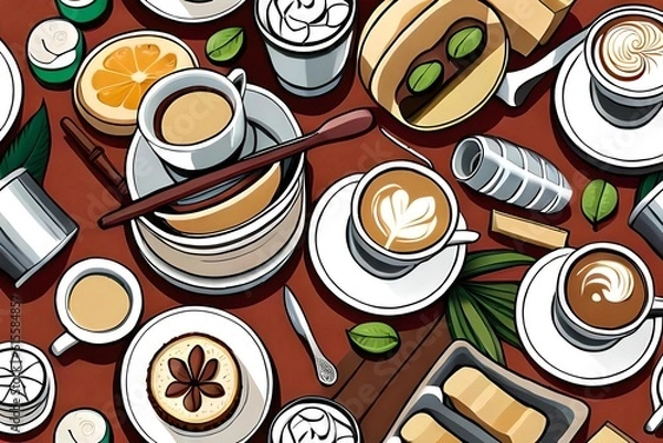 Obraz ai generated café clip art scene 