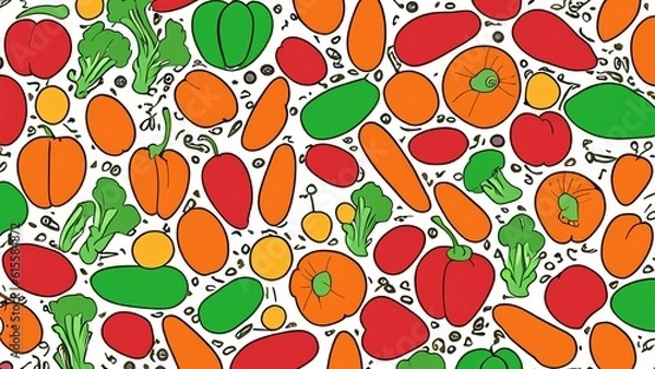 Fototapeta ai generated fruit and vegetables vector background image
