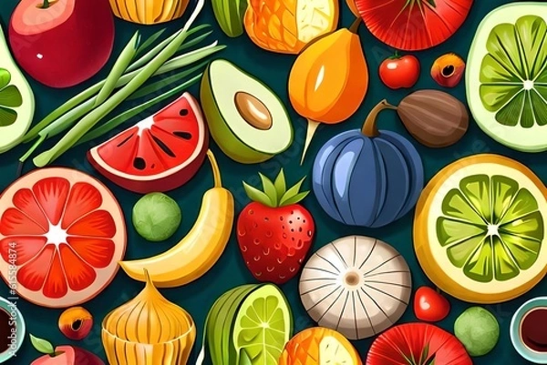 Obraz ai generated fruit and vegetables vector collection