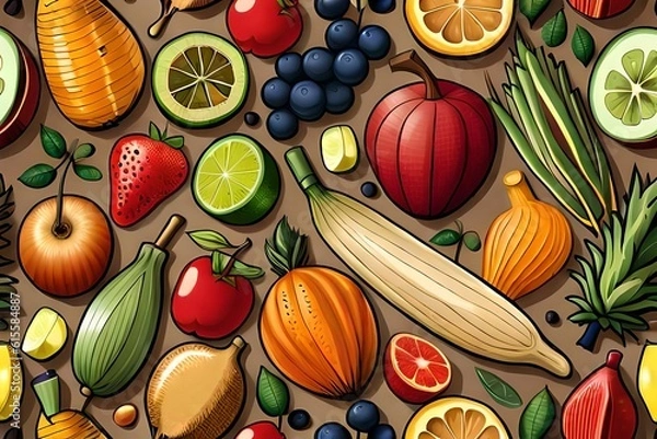 Obraz ai generated fruit and vegetables vector collection