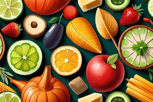 Obraz ai generated vector of a fruit and vegetable collection