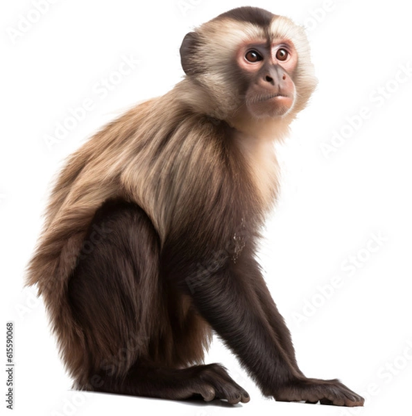 Fototapeta  Capuchin monkey isolated on the transparent background PNG. AI generative.