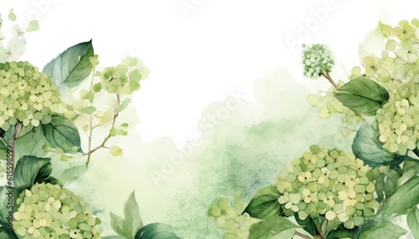 Obraz floral watercolor background green hydrangea flower