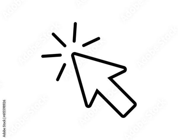 Obraz Cursor icon. Stroke, line cursor click vector symbol. Computer mouse cursor icon for web and mobile app, etc.