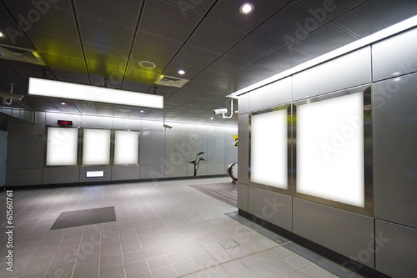 Fototapeta Blank billboard in metro station