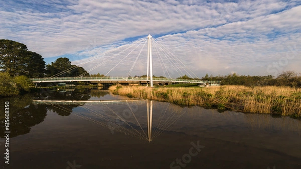 Obraz suspension bridge river reflection 