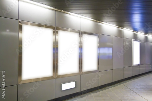 Fototapeta Blank billboard in metro station