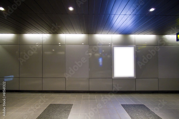 Fototapeta Blank billboard in metro station
