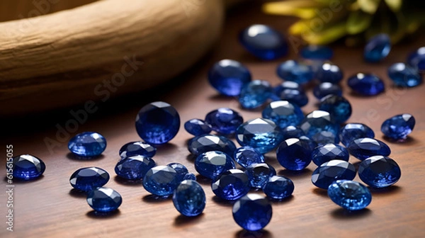 Fototapeta 輝く星のように散りばめられた美しいサファイアの風景 No.009 | A Glittering Landscape of Scattered Sapphires Generative AI