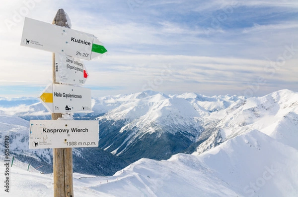 Fototapeta Tatry, drogowskaz