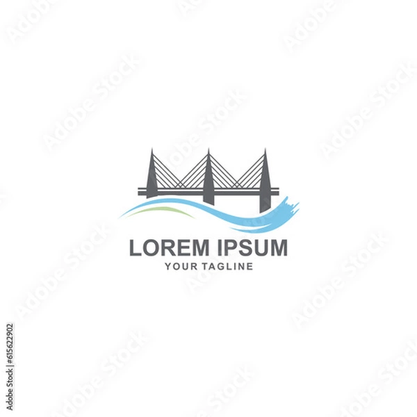 Fototapeta The logo concept is an illustration of a simple bridge over the sea in soft colors suitable for your business company icon