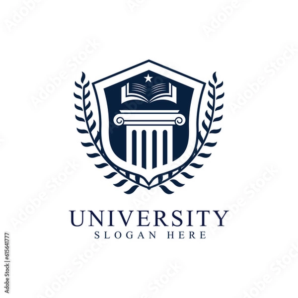 Fototapeta University college school badge logo design vector image. Education badge logo design. University high school emblem