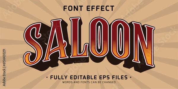 Fototapeta saloon text effect. vintage western font effect