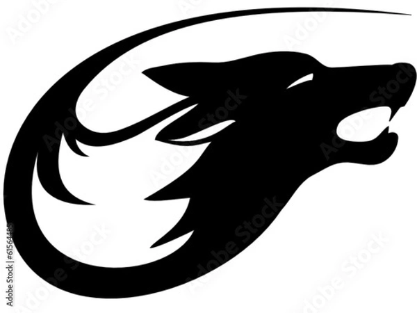 Obraz Tribal wild wolf. Tattoo style vector.