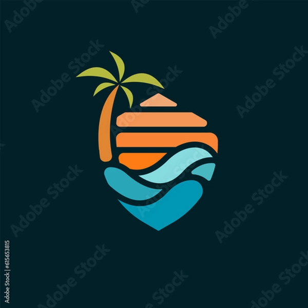 Obraz Modern tropical beach logo illustration design for your business