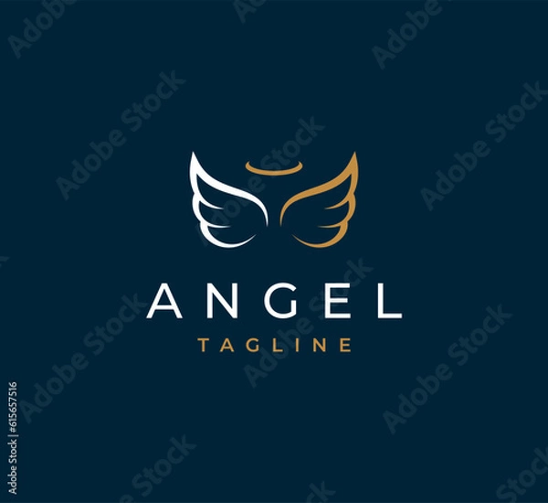 Obraz Abstract luxury linear trendy Angel logo design template