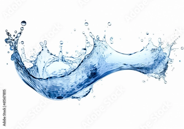 Obraz A pure and transparent water splash emerges against a clean white background, creating a captivating visual impact. generative AI.
