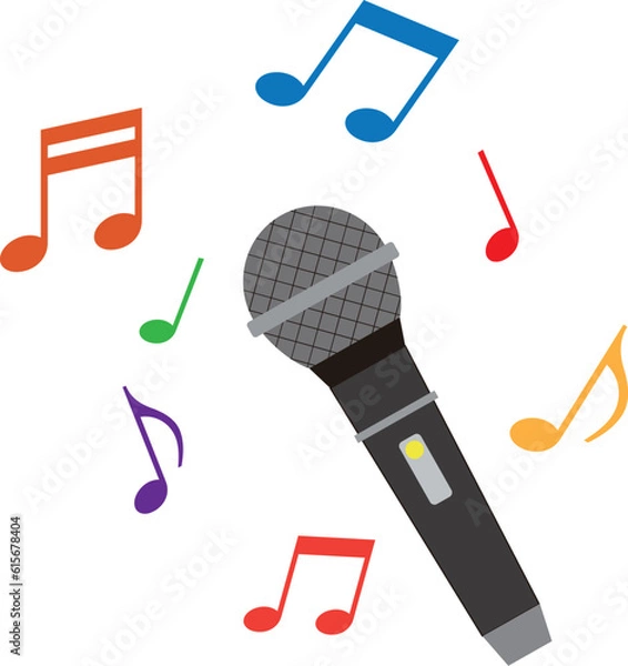 Obraz カラオケのマイクと音符