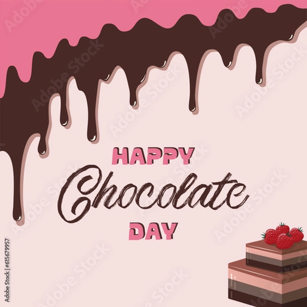 Obraz Happy Chocolate Day. World Chocolate Day Instagram post, postcard or banner. 