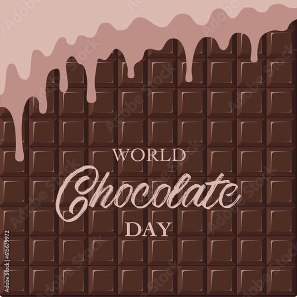Obraz World Chocolate Day Instagram post, postcard or banner. Chocolate Day elegant flat template.