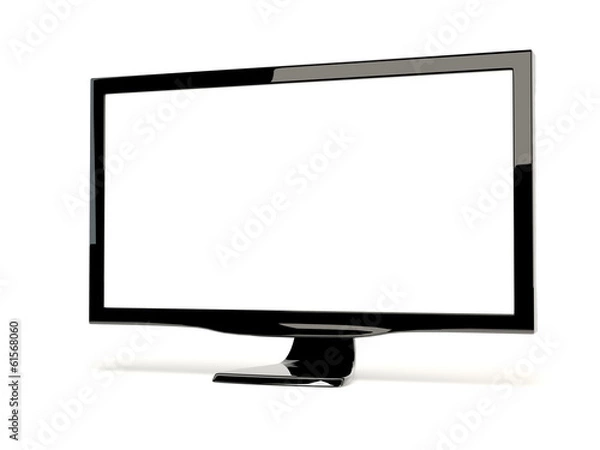 Obraz Side view of blank computer monitor isolated on white background