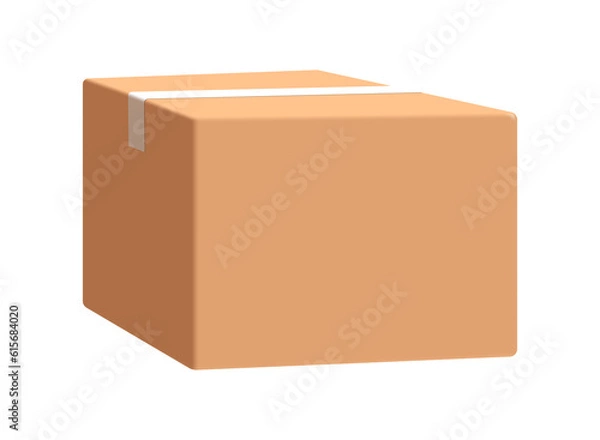Obraz brown parcel box or cardboard box on transparent background