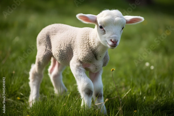 Fototapeta lamb on a meadow